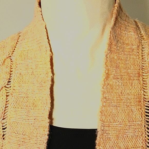 Bolero Knitted Cable Knit Sweater Size M PEACH Extra Long Sleeves Cropped Boho - Picture 12 of 16